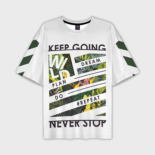 Мужская футболка оверсайз Off-White: Keep Going / 3D-принт – фото 1
