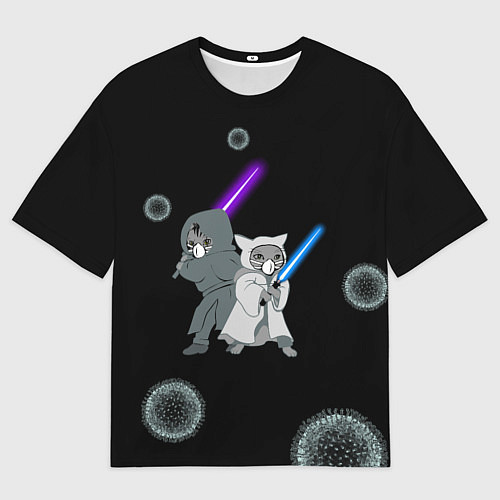 Мужская футболка оверсайз Котики vs Вирус / 3D-принт – фото 1