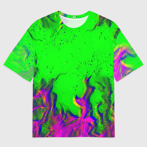 Мужская футболка оверсайз ОГОНЬ ГЛИТЧ / 3D-принт – фото 1