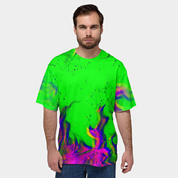 Футболка оверсайз мужская ОГОНЬ ГЛИТЧ, цвет: 3D-принт — фото 2