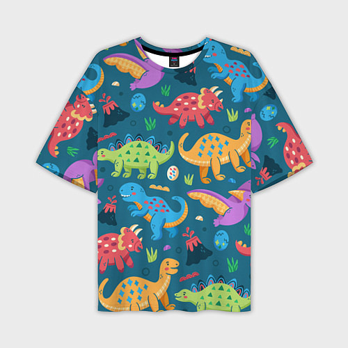 Мужская футболка оверсайз Арт с динозаврами / 3D-принт – фото 1