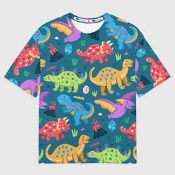 Футболка оверсайз мужская Арт с динозаврами, цвет: 3D-принт