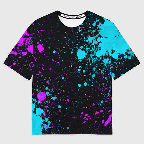 Мужская футболка оверсайз БРЫЗГИ КРАСКИ NEON / 3D-принт – фото 1