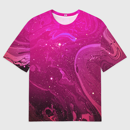 Мужская футболка оверсайз РОЗОВЫЙ КОСМОС / 3D-принт – фото 1