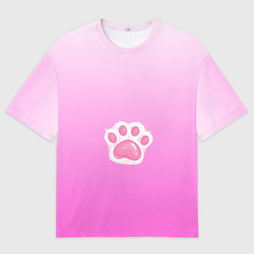 Мужская футболка оверсайз Розовая лапка с подушечками / 3D-принт – фото 1