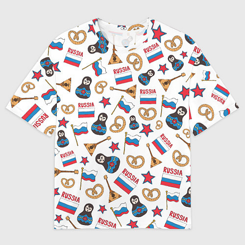 Мужская футболка оверсайз РОССИЯ УЗОР / 3D-принт – фото 1