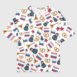 Мужская футболка оверсайз РОССИЯ УЗОР