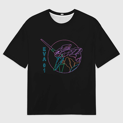 Мужская футболка оверсайз Eva 01, Vaporwave, Evangelion / 3D-принт – фото 1