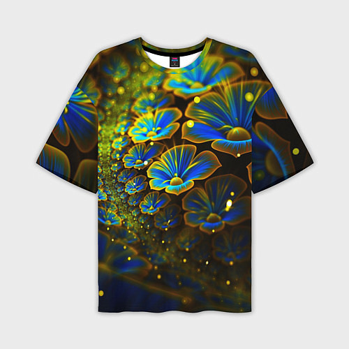 Мужская футболка оверсайз Ночные Цветочки / 3D-принт – фото 1