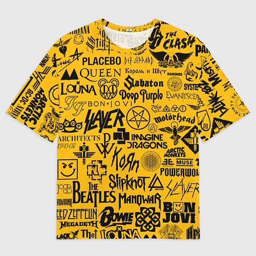 Мужская футболка оверсайз ЛОГОТИПЫ РОК ГРУПП / 3D-принт – фото 1