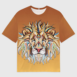 Футболка оверсайз мужская Стилизованный арт ЛЕВ морда, цвет: 3D-принт