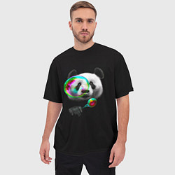 Футболка оверсайз мужская Панда и мыльный пузырь, цвет: 3D-принт — фото 2