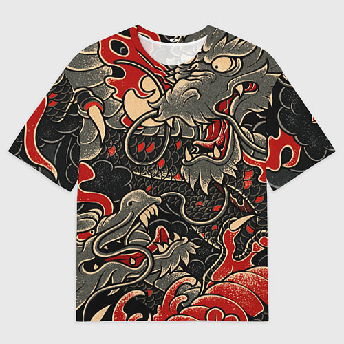 Мужская футболка оверсайз Dsquared tatoo DRAGON / 3D-принт – фото 1