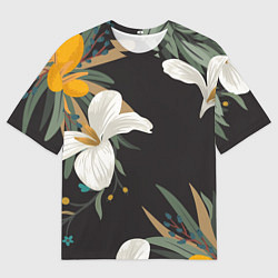 Футболка оверсайз мужская Цветочный арт, цвет: 3D-принт