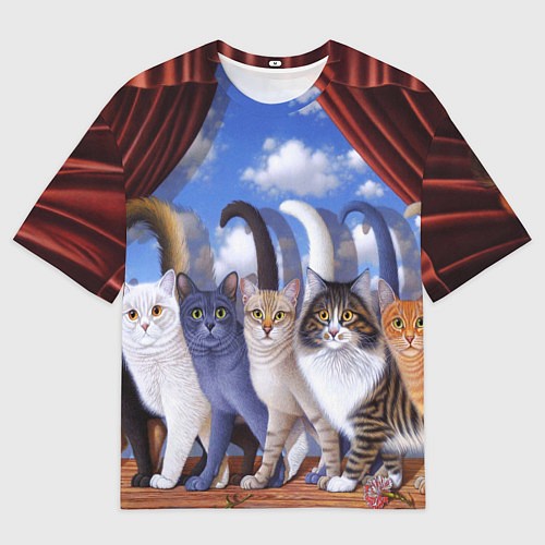 Мужская футболка оверсайз Коты / 3D-принт – фото 1