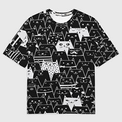 Футболка оверсайз мужская КОТЫ BLACK, цвет: 3D-принт
