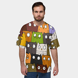 Футболка оверсайз мужская СОВЫ КОТИКИ, цвет: 3D-принт — фото 2