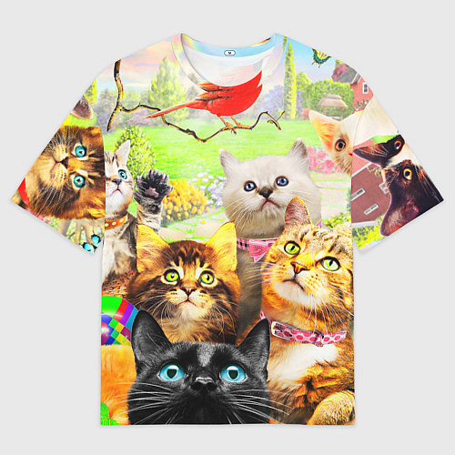 Мужская футболка оверсайз КОТЫ / 3D-принт – фото 1