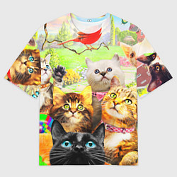 Футболка оверсайз мужская КОТЫ, цвет: 3D-принт