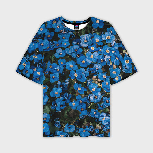 Мужская футболка оверсайз Поле синих цветов фиалки лето / 3D-принт – фото 1