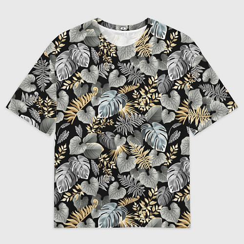 Мужская футболка оверсайз Серебряные листочки / 3D-принт – фото 1