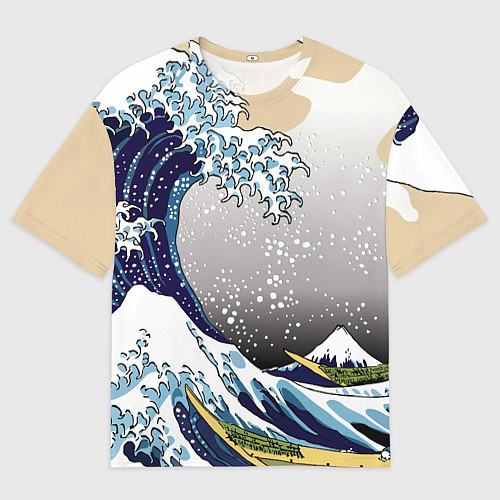 Мужская футболка оверсайз The great wave off kanagawa / 3D-принт – фото 1