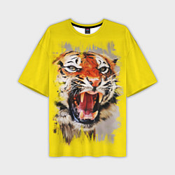 Мужская футболка оверсайз Оскал тигра