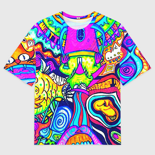Мужская футболка оверсайз КИСЛОТНЫЕ РИСУНОК / 3D-принт – фото 1