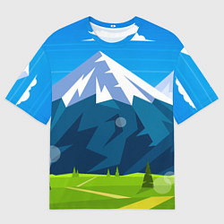 Футболка оверсайз мужская Горы пейзаж природа вектор, цвет: 3D-принт