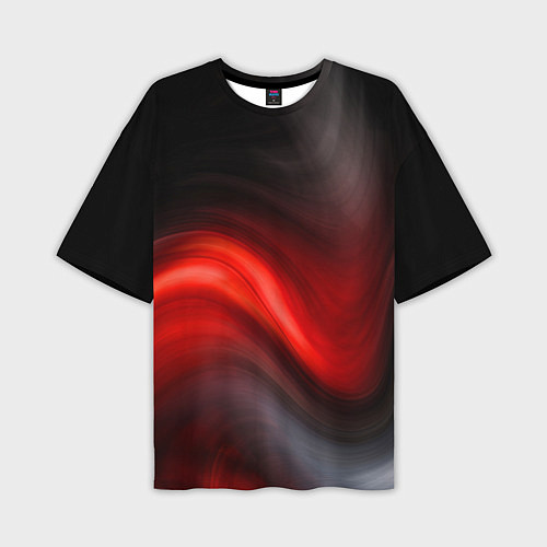 Мужская футболка оверсайз BLACK RED WAVES АБСТРАКЦИЯ / 3D-принт – фото 1