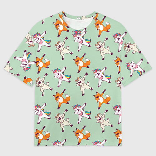 Мужская футболка оверсайз Dabbing Animals / 3D-принт – фото 1