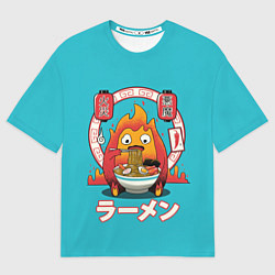 Футболка оверсайз мужская Calcifer & ramen, цвет: 3D-принт