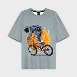 Футболка оверсайз мужская Космический велосипедист Z, цвет: 3D-принт