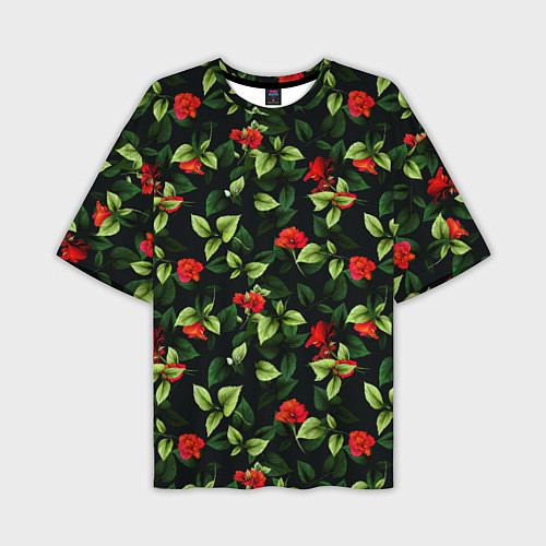 Мужская футболка оверсайз Цветочный сад / 3D-принт – фото 1