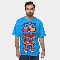 Футболка оверсайз мужская Бутерброд монстрик граффити, цвет: 3D-принт — фото 2