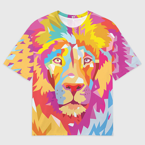 Мужская футболка оверсайз Акварельный лев / 3D-принт – фото 1
