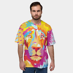 Футболка оверсайз мужская Акварельный лев, цвет: 3D-принт — фото 2