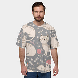 Футболка оверсайз мужская Милые кошечки, цвет: 3D-принт — фото 2