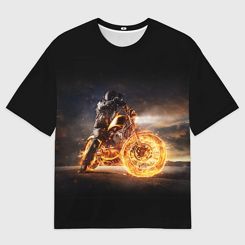 Мужская футболка оверсайз Fire racer / 3D-принт – фото 1