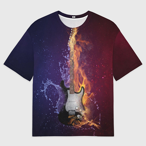 Мужская футболка оверсайз Гитара огня / 3D-принт – фото 1
