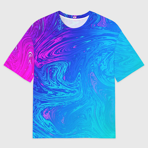 Мужская футболка оверсайз BACKGROUND IN NEON / 3D-принт – фото 1