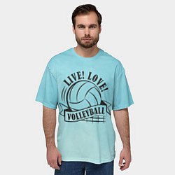 Футболка оверсайз мужская LIVE! LOVE! VOLLEYBALL!, цвет: 3D-принт — фото 2
