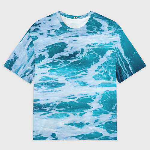Мужская футболка оверсайз Вода волны пена море / 3D-принт – фото 1