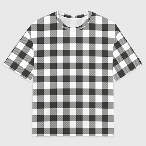 Мужская футболка оверсайз Черно-белая клетка / 3D-принт – фото 1