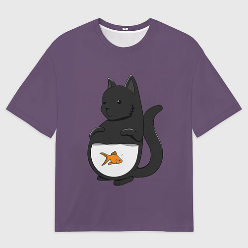 Мужская футболка оверсайз Довольный кот / 3D-принт – фото 1