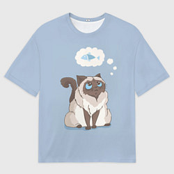 Футболка оверсайз мужская Голодный котейка, цвет: 3D-принт