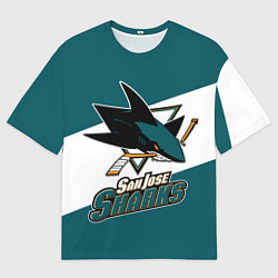 Футболка оверсайз мужская Сан Хосе Шаркс, цвет: 3D-принт