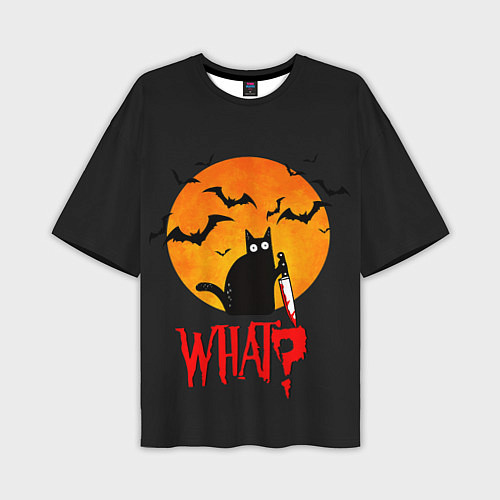 Мужская футболка оверсайз What Cat Halloween / 3D-принт – фото 1
