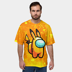 Футболка оверсайз мужская AMONG US - Pikachu, цвет: 3D-принт — фото 2