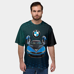 Футболка оверсайз мужская BMW i8 Turbo тюнинговая, цвет: 3D-принт — фото 2